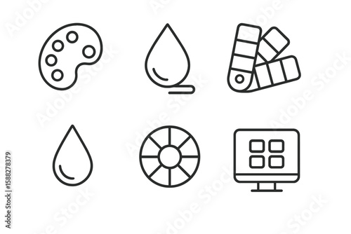 Creative tools for design showcase digital representation of art supplies and color palettes
