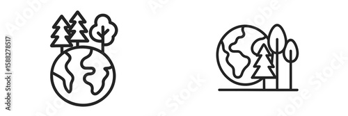 Nature and Earth symbols illustrating environmental themes and ecological awareness in a simplistic design