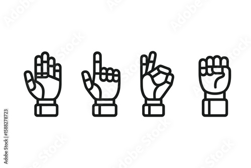 Various hand gestures displaying different meanings in sign language communication for improved understanding