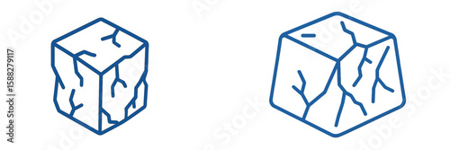 Cubes of ice with cracks showcasing differences in texture and structure in a minimalist design