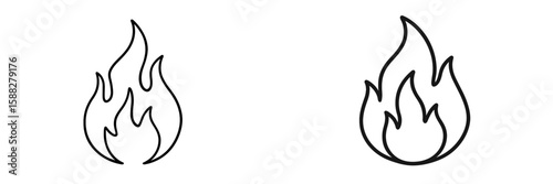 Simple flame illustrations designed for creative projects and digital use in various contexts
