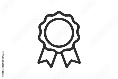 Award ribbon design with a circular center and two flowing tails, symbolizing achievement and recognition in various contexts