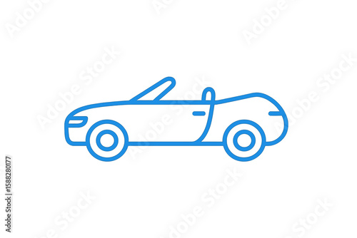 Bright and simple outline of a convertible car set against a white background with clean lines and minimalistic design