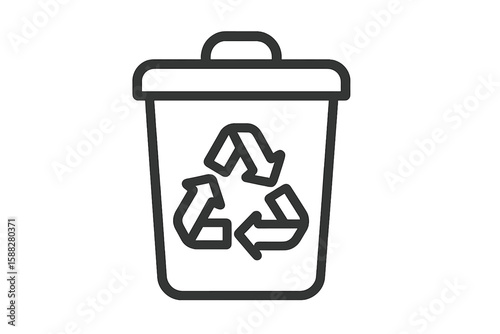 Recycling bin with symbols in a minimalistic style in a clean space for waste management at home or office setting