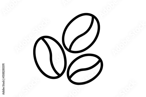 Stylized drawing of coffee beans showcasing their shape and texture in a minimalist design perfect for coffee lovers