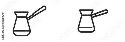 Coffee brewing in traditional pots with long handles on a plain background showcasing the art of coffee preparation