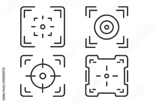 Different types of crosshair designs used for targeting in various applications