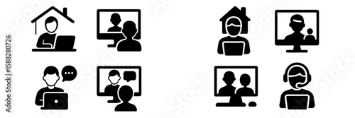 Remote work and virtual communication through different media platforms during the day