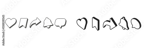 Collection of social media icons in various styles showcasing engagement and notifications