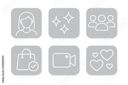 Icons representing various activities and concepts in a modern digital environment