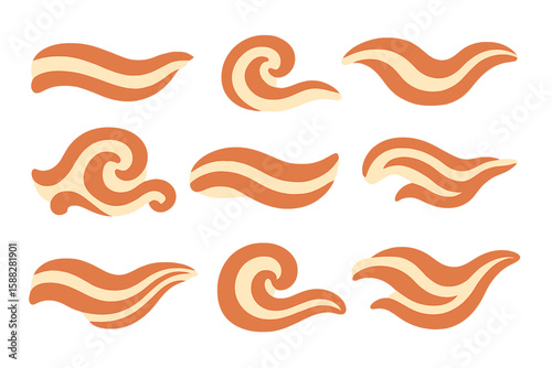Decorative wave designs in warm tones showcasing artistic flair and fluidity in pattern creation