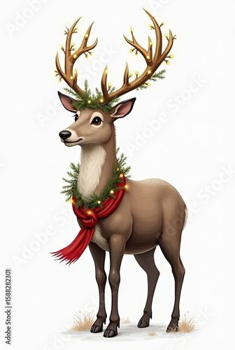 Rudolph inspired deer adorned with festive decorations during holiday season celebration