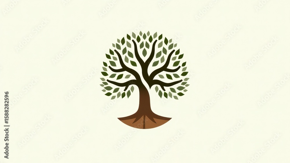 Naklejka premium Stylized illustration of a tree with roots.