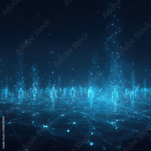Abstract digital illustration of interconnected people