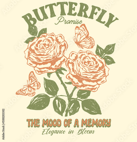 Rose tattoo design. Rose flower with eternal love . print design for apparel, stickers, posters and background. Vintage floral print vector artwork for t shirt 