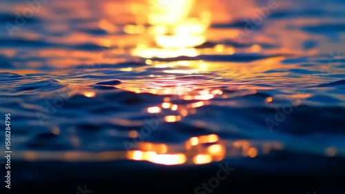 Sunset water surface reflections