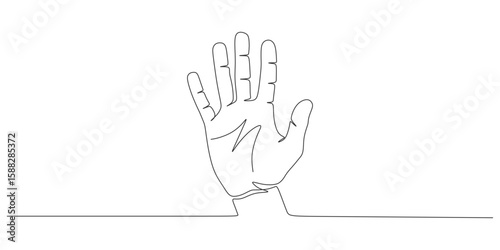 vector illustration design of a continuous line waving hand