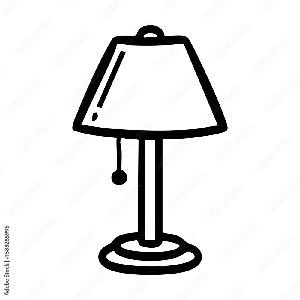 Obraz premium A black and white drawing of a table lamp hand drawing vector illustration