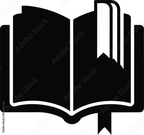 trendy black silhouette vector open notebook