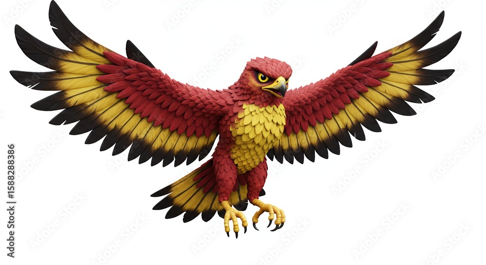 Fototapeta premium Red and yellow falcon illustration