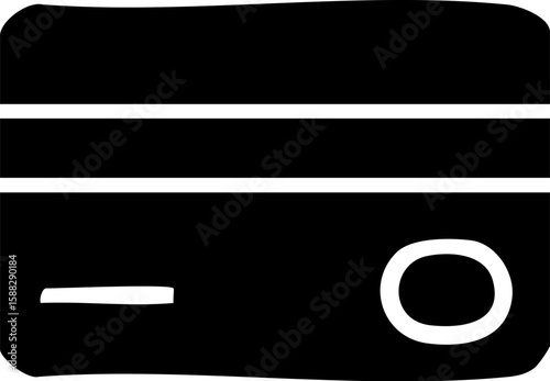 Hand-drawn black credit card icon with a magnetic stripe and uneven doodle-style outline.