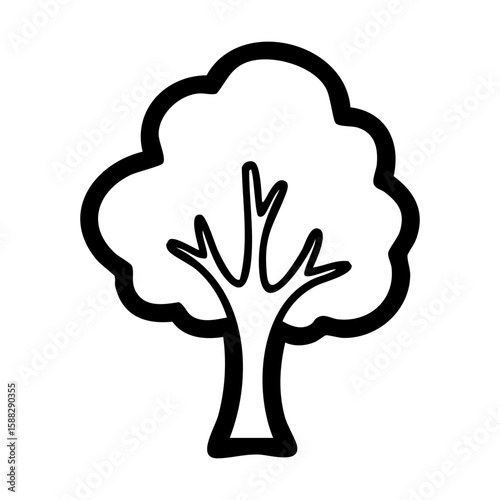 Stylized outline of a tree against a white background hand drawing vector illustration