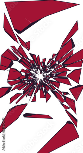 Explosion of Red Geometric Shapes on White Background