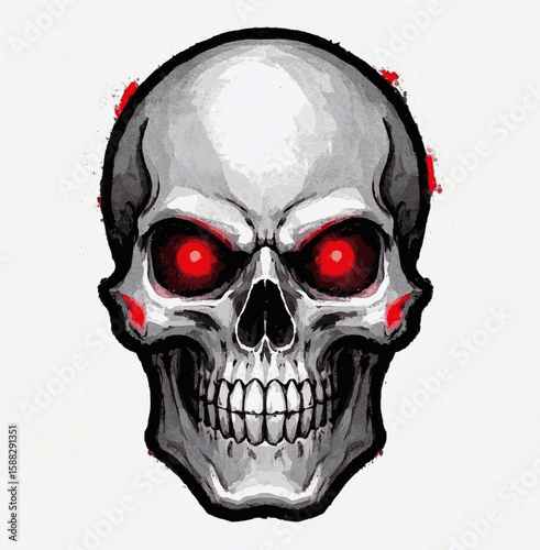 Infernal Flow Demon Skull isolated watercolor vector illustration svg