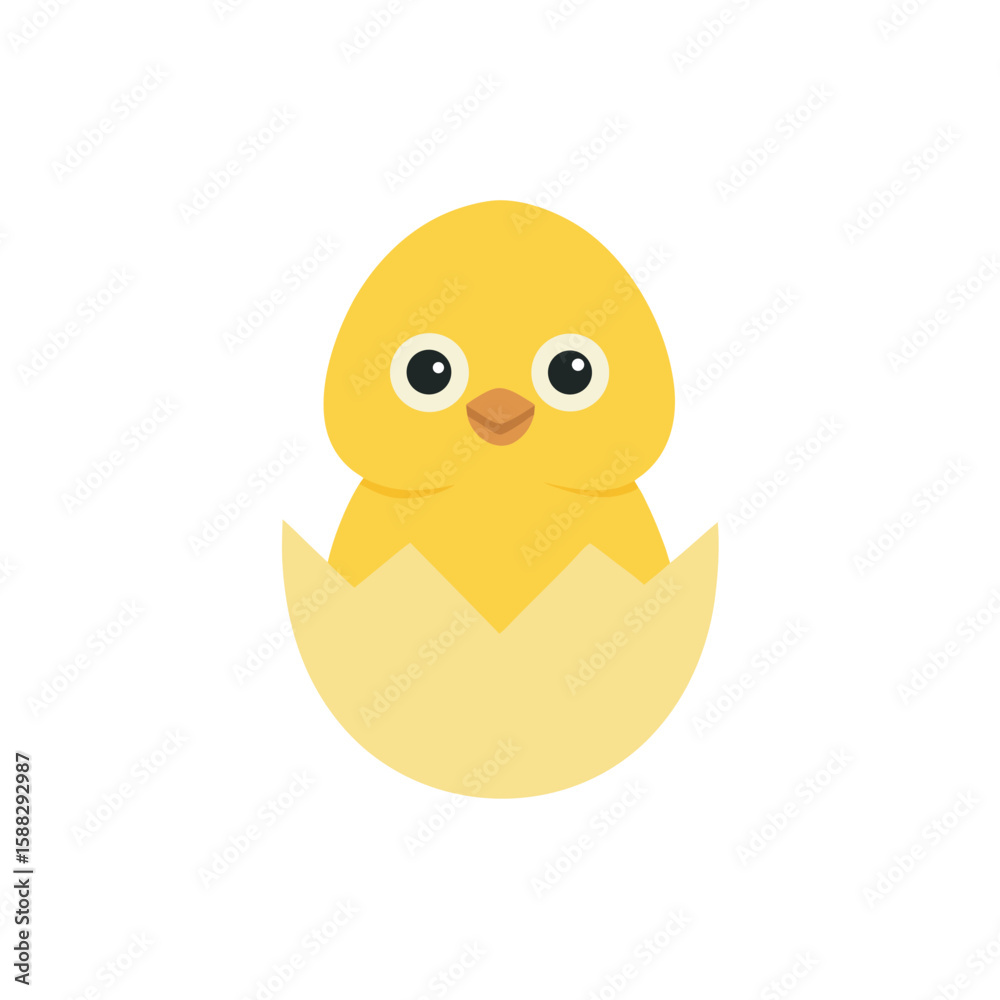 Fototapeta premium kawaii baby chick hatching vector flat colour