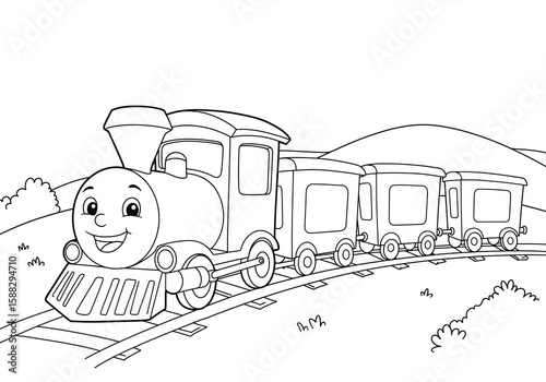 Happy train coloring page for children - fun and creative design for kids' activities
