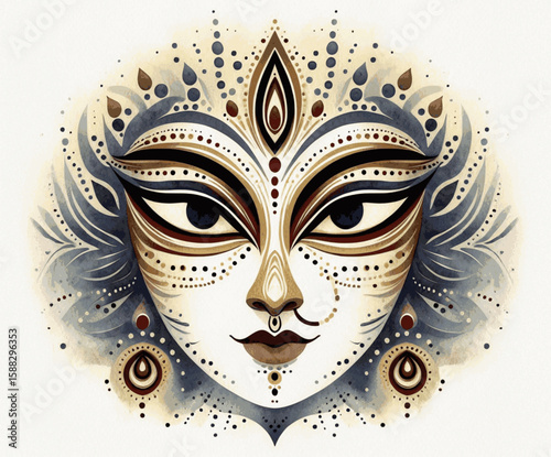 Crimson Veil: Goddess Kali  isolated watercolor vector illustration svg