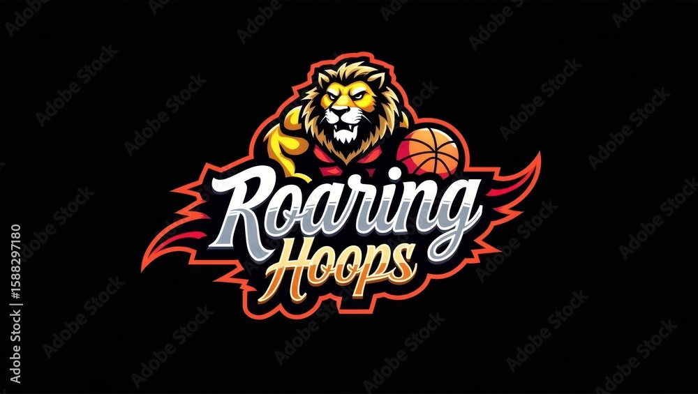 Fototapeta premium A stylized design featuring a lion and basketball.