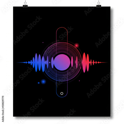 Abstract sound wave design with vibrant colors for music themed decor