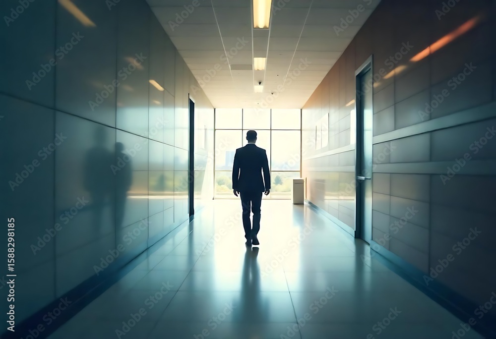 Fototapeta premium Generative AI Professional walking towards bright future opportunity and success