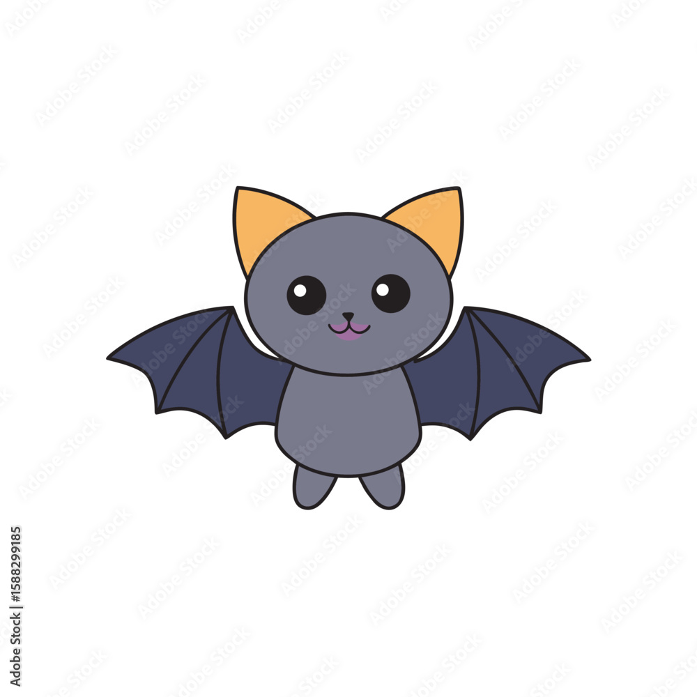 Obraz premium -kawaii-bat-with-tiny-wings--vector-flat-colour-ca.eps