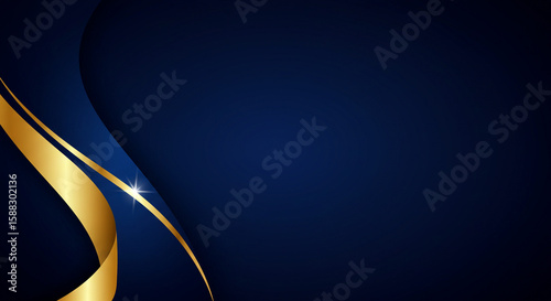Elegant Abstract Navy Blue Gold Swirls Luxury Texture Background Modern Design Premium Look Graphic Wallpaper Art