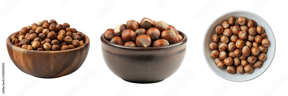 Set of a hazelnuts in bowl , isolated Set of a hazelnuts in bowl , isolated