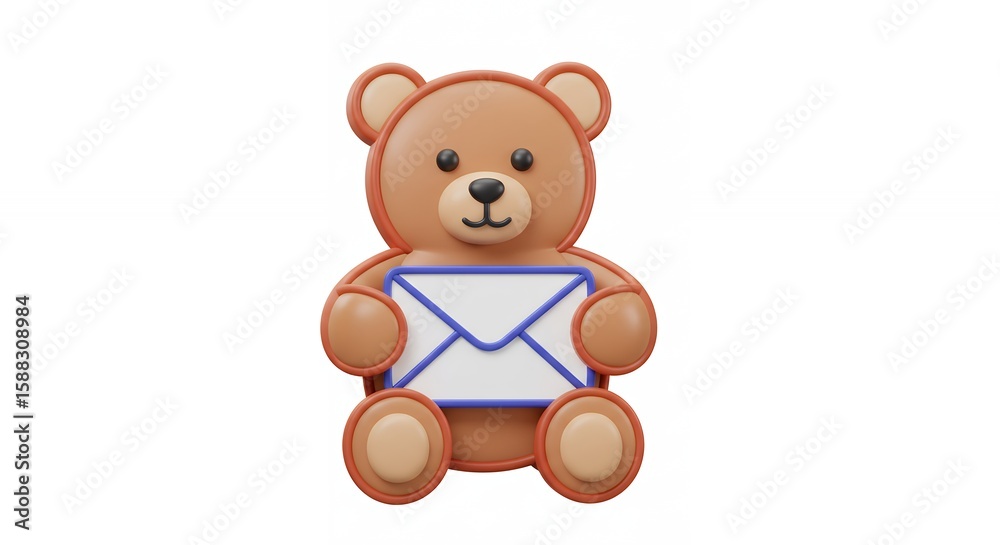 Obraz premium Teddy bear holding an envelope