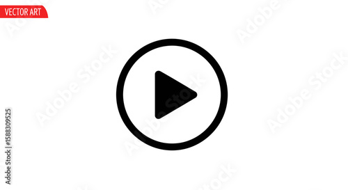 Simple black play button icon in a circle, isolated on white background.