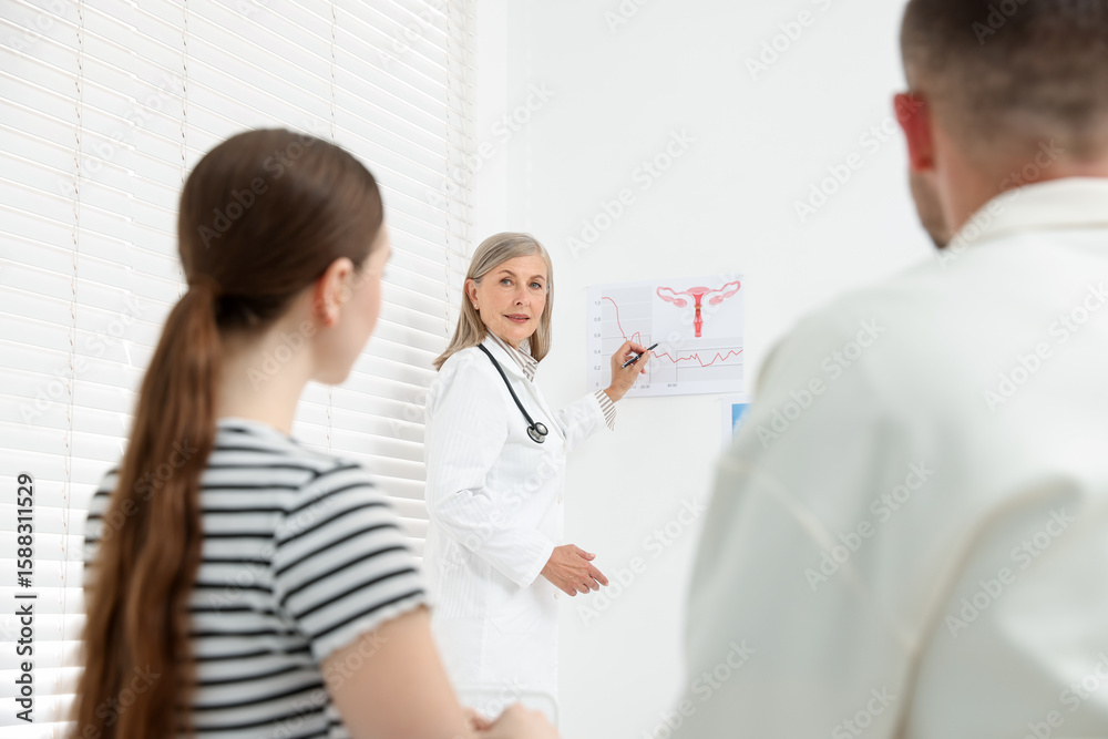 In vitro fertilization (IVF). Couple having consultation with doctor in reproductive clinic, selective focus In vitro fertilization (IVF). Couple having consultation with doctor in reproductive clinic, selective focus