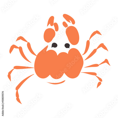 Hand drawn crab vector illustration isolated on white background. Aquatic animal in flat design. Perfect for logo, restaurant menu, fish market, banner, poster, sticker.