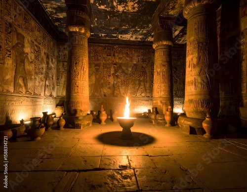 An ancient dark room inside the pyramid of Egypt.