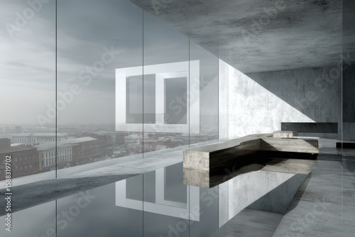 photorealistic representation of ultraminimalism showcasing modern architectural elegance