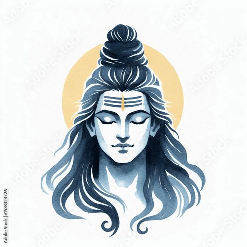 Fototapeta Universal Rhythm: Lord Shiva isolated watercolor vector illustration svg