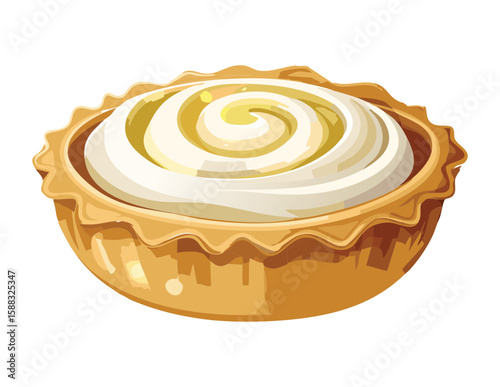 Light Cream Tart Swirled Dessert Pastry - Vector Illustration