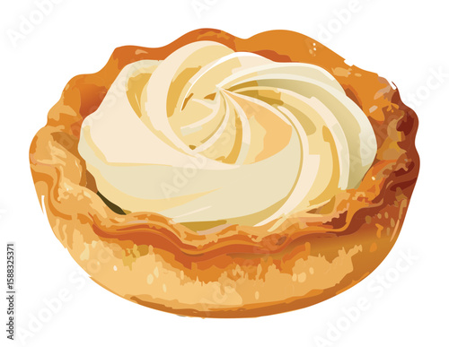 Golden Cream Tart Swirled Topping - Vector Illustration