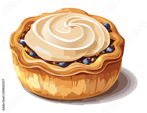 Classic Cream Tart Swirled Pie Crust - Vector Illustration