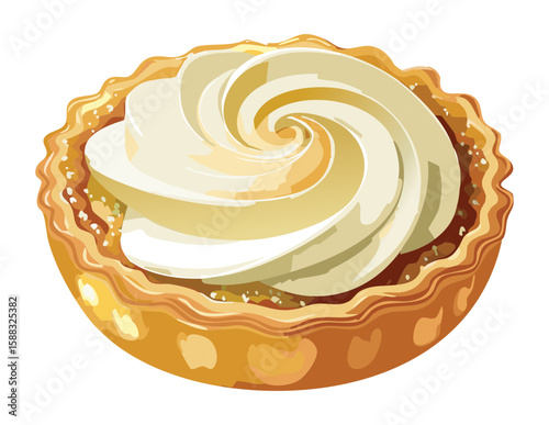 Elegant Cream Tart Swirled Top Design - Vector Illustration