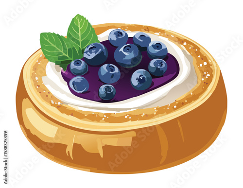 Sweet Blueberry Tart Purple Sprinkles - Vector Illustration