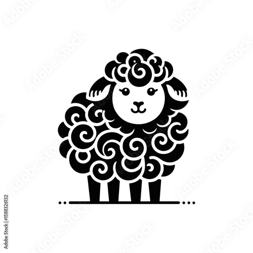 A sheep with curly wool shaped like cotton candy